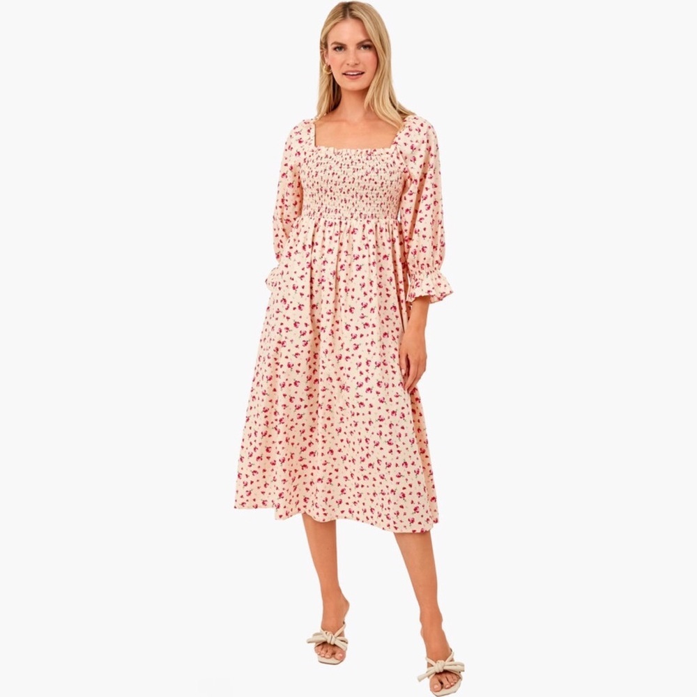 Tuckernuck || Hyacinth House Fells Midi Dress Smocked
Floral Cotton Pink M
